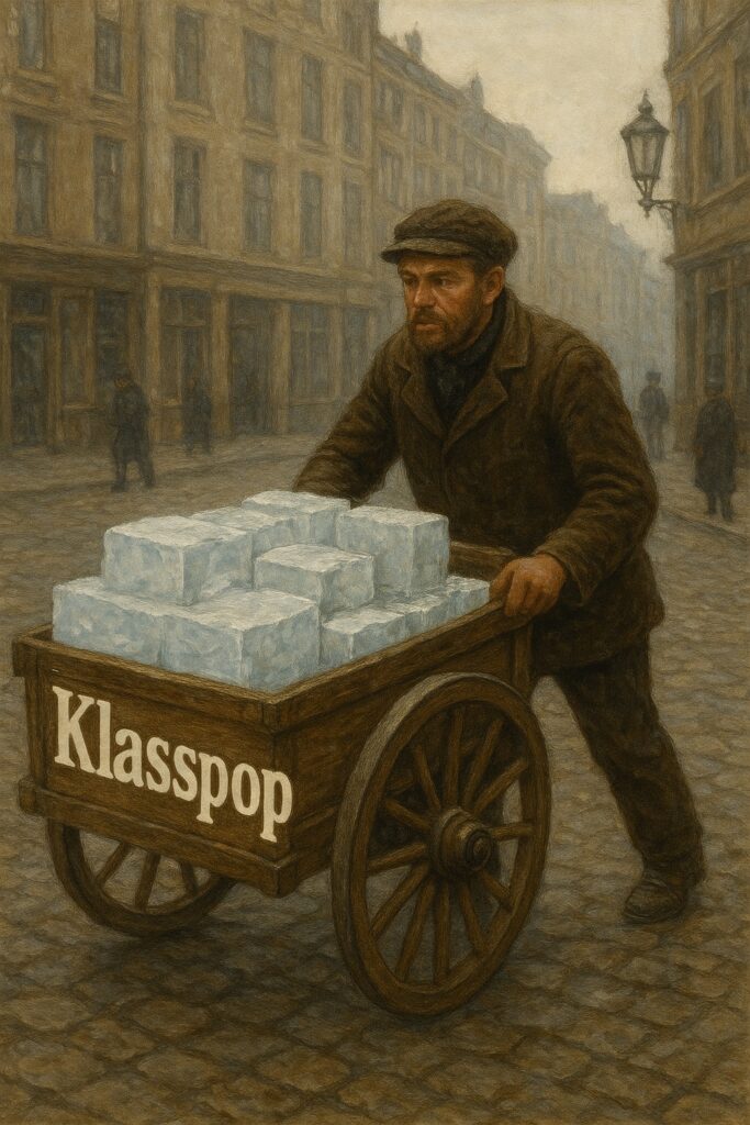 Venditore di ghiaccio con carretto