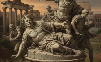 Assassinio di Giuio Cesare, le Idi diMarzo statua