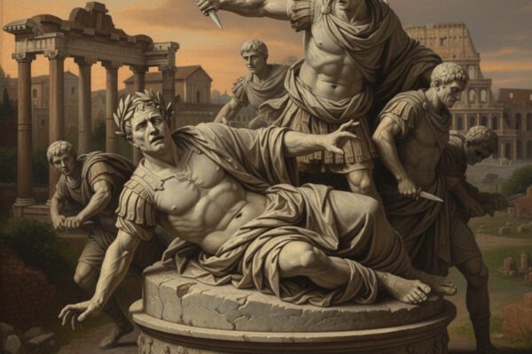 Assassinio di Giuio Cesare, le Idi diMarzo statua