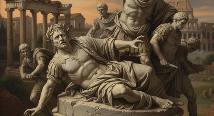 Assassinio di Giuio Cesare, le Idi diMarzo statua