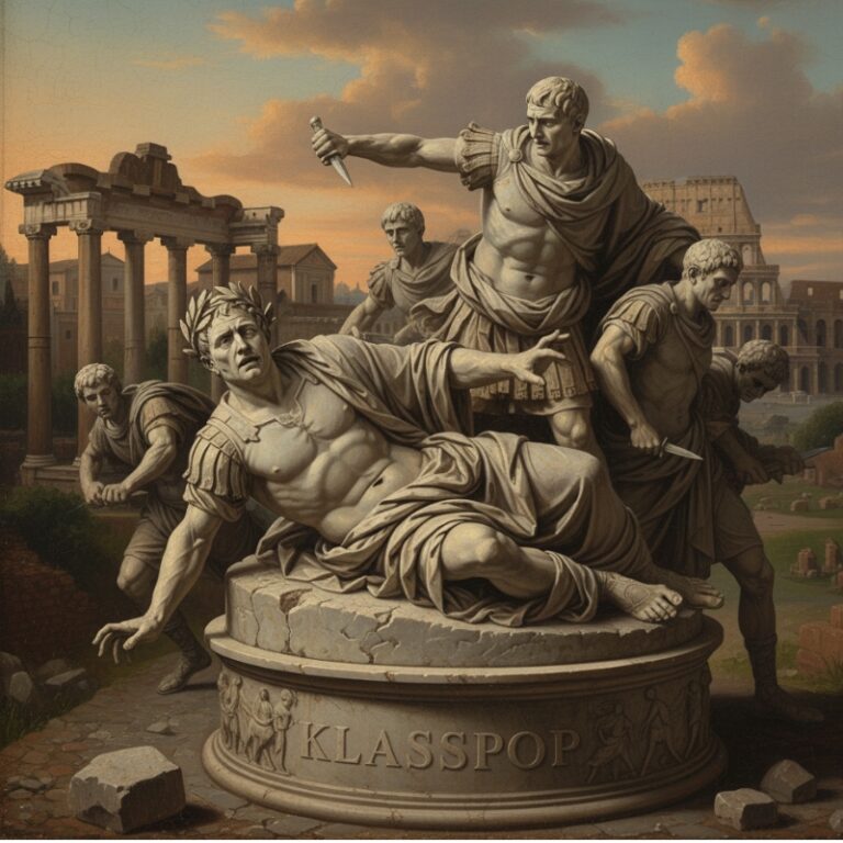 Assassinio di Giuio Cesare, le Idi diMarzo statua