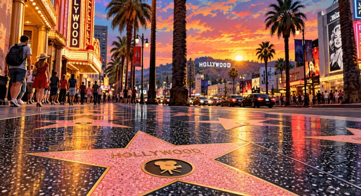 Tramonto sulla Walk of Fame di Hollywood - immagine rappresentativa